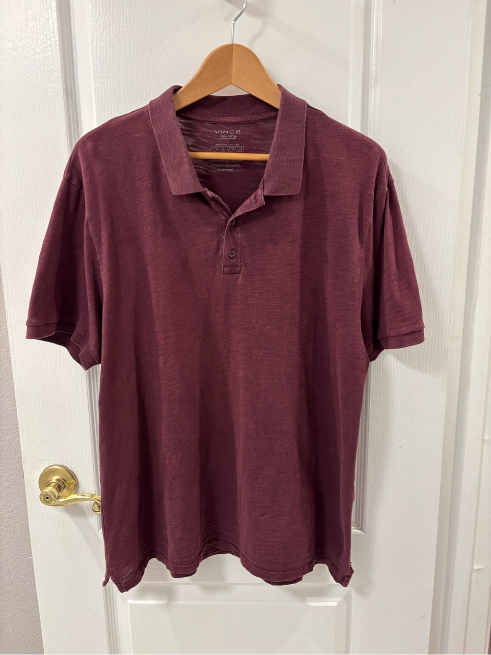 Vince Men's Burgundy Polo Shirt FLAW